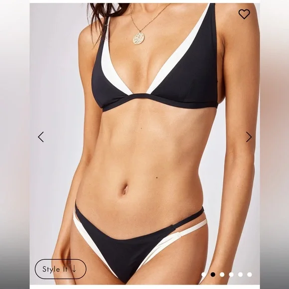 Lspace Black/White Seamless Bikini Size Small